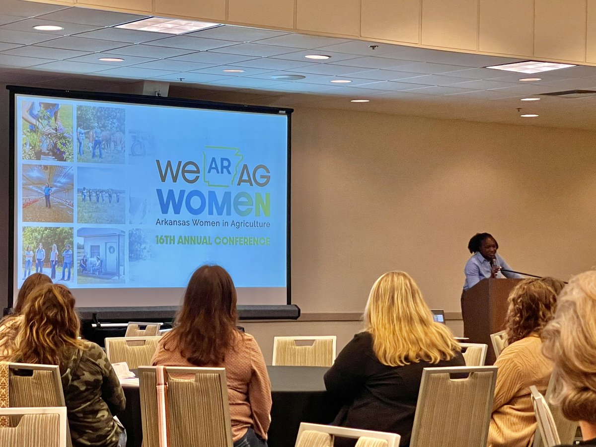 ArFB's tweet photo. This morning’s first general session of the @ARWomeninAg Conference kicked off with Tezra Woody, Regional Director of @USDA, and @TaylorMWiseman Legislative Assistant of @SenateAg. https://t.co/IrHFomoN6D