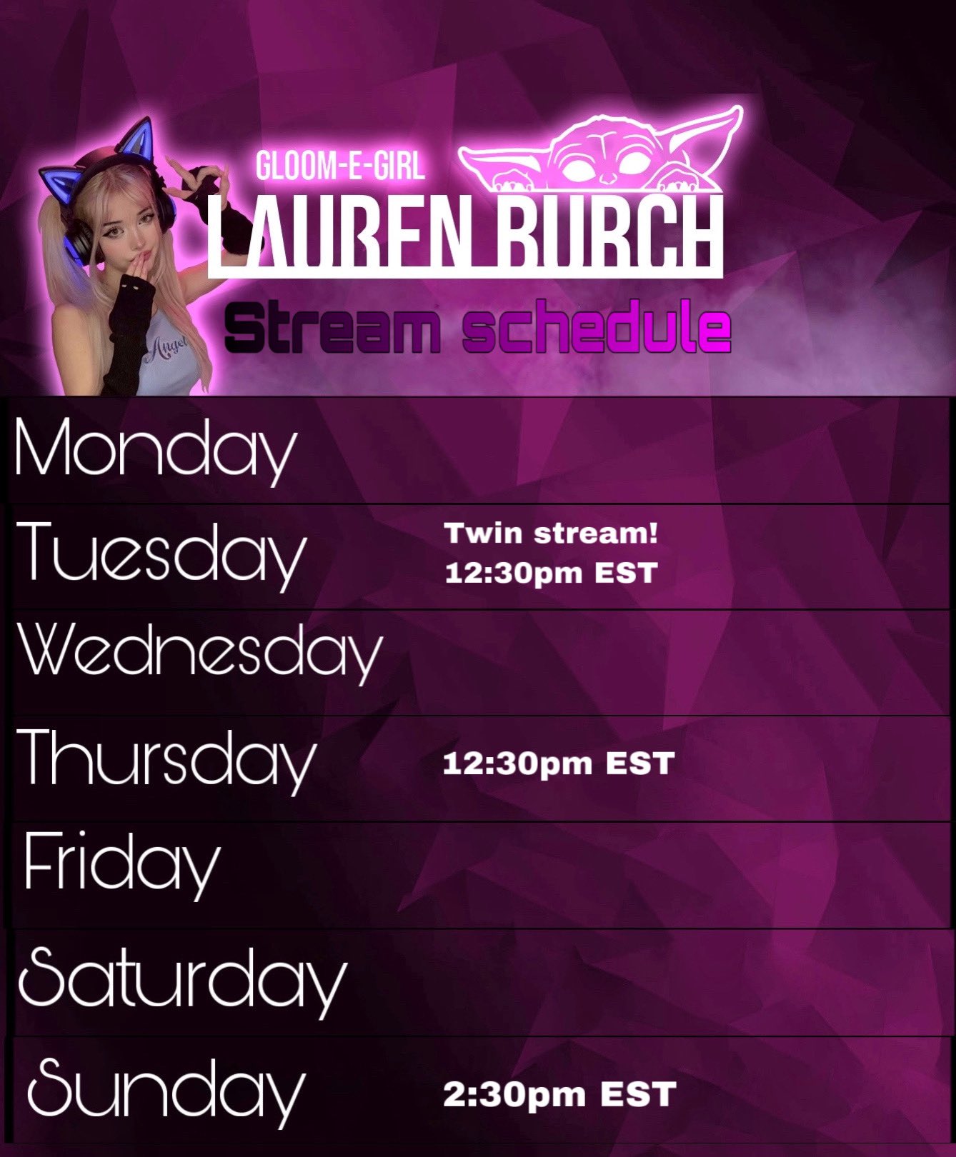 Lauren Burch♡ on Twitter "This weeks stream schedule!…
