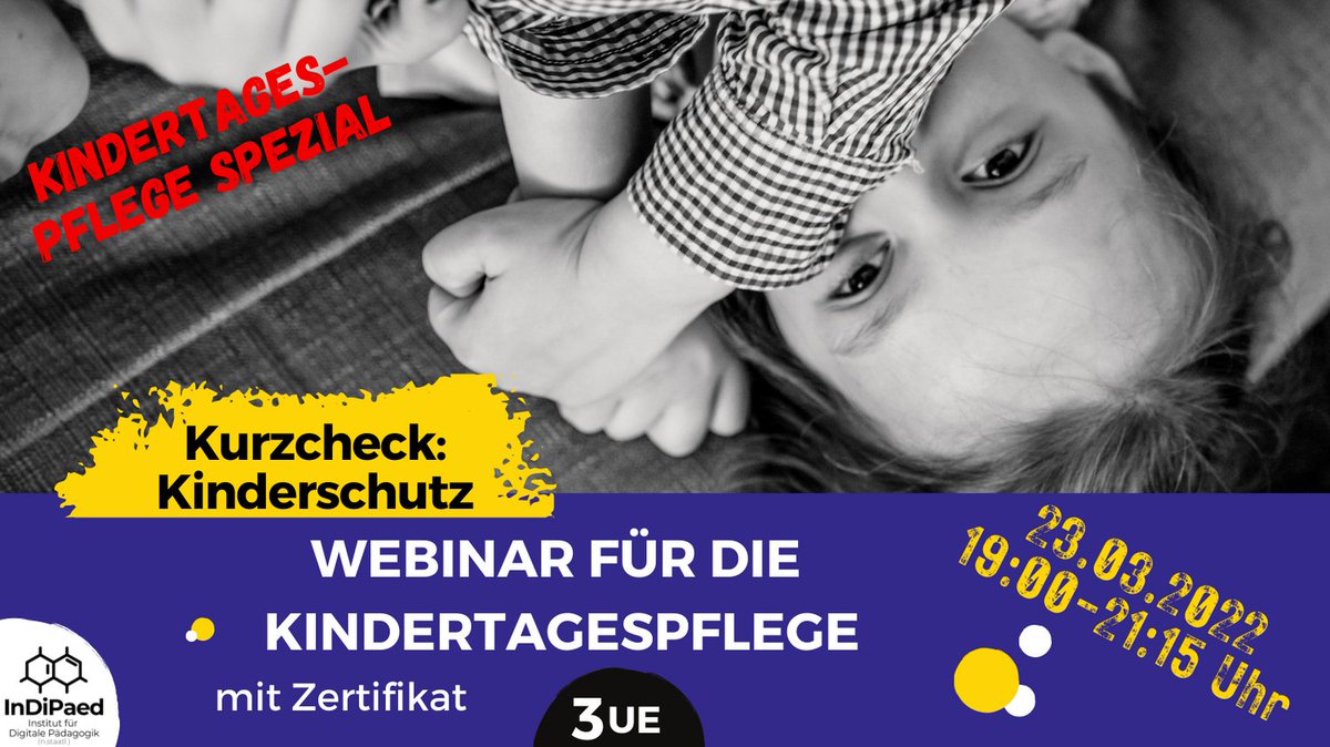 InDiPaed's tweet image. ✨✨✨Webinar für die #Kindertagespflege
Dozentin  @AnneK_RT diskutiert verschiedene Aspekte des #Kinderschutz und gibt Tipps für eine gefährdungssensible und gewaltfreie Kinderbetreuung.

Jetzt Teilnahmeplatz sichern!

indipaed.de/courses/23-03-…
#twkita