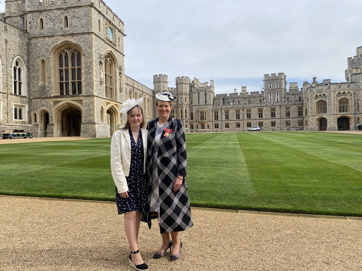 ccrosswell's tweet photo. Fantastic day out at Windsor Castle to receive my OBE from the Princess Royal. Lovely to celebrate with my daughter. Thank you to colleagues, past and present, family and friends for all your support over the years. https://t.co/w0pkhMmc79
