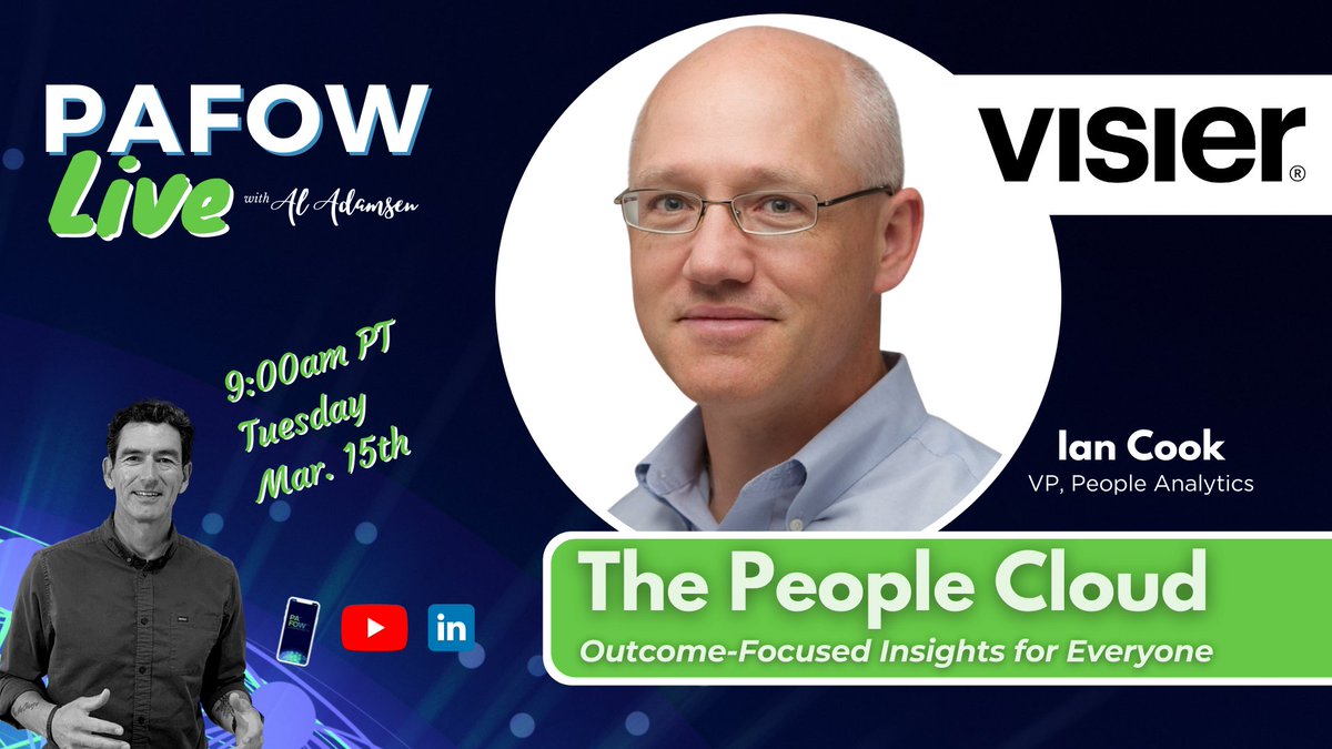 Livelihoodio's tweet photo. 9:00am PT today, 3/15, Ian Cook of @visier introduces the People Cloud and what it means for executives, managers, and individuals. Join Ian &amp; @aladamsen on LinkedIn Live: https://t.co/X4Xqm2ZUUa or here on Twitter. #PeopleAnalytics #futureofwork #pafow https://t.co/ODzN3CbYXh