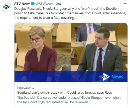 msm_monitor's tweet photo. The STV News twitter account is more likely to push #Britter attacks than its broadcast cousin. This is an example. By promoting Ross's juvenile and dangerous attack line STV is *increasing* the likelihood that folk will see a sensible measure as a personal attack and ignore it. https://t.co/Axezb35ZVz