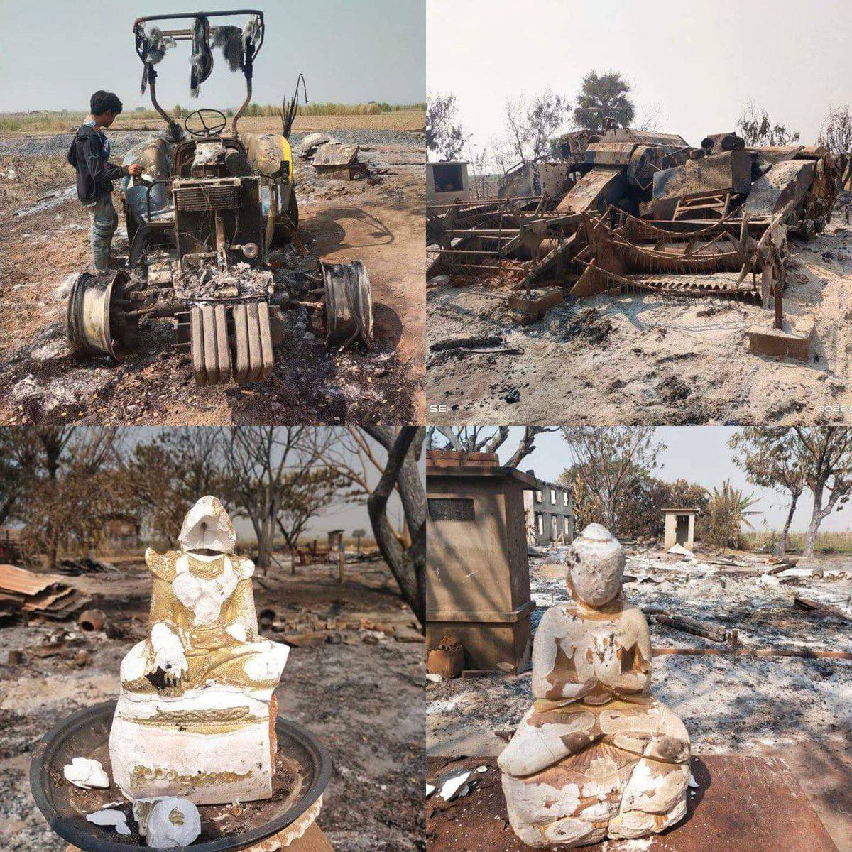 TTFR__Myanmar's tweet photo. A 12yo child was shot dead and houses were burnt down by Junta in ChaungU, Sagaing division. As there was #InternetShutdown  there, it's hard to get information on time. #2022Mar15Coup  #WhatsHappeningInMyanmar https://t.co/zOu2zt6TTp