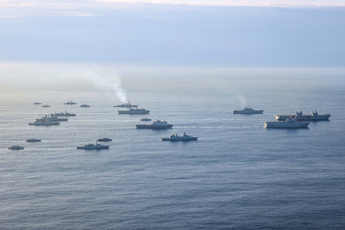 HMS Prince of Wales leads the Cold Response task group in the Norwegian Sea