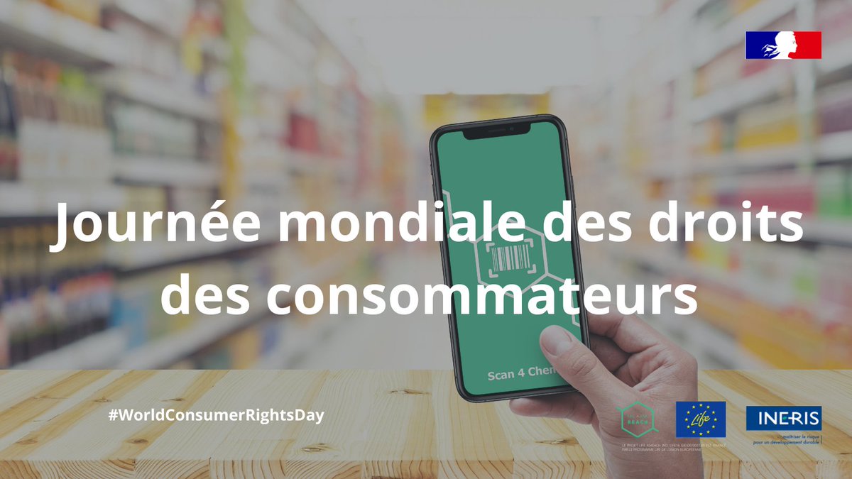 INERIS_fr's tweet photo. 📣#WorldConsumerRightsDay ! 
 Sensibiliser les consommateurs aux #SVHC et à leur droit de savoir en matière de substances chimiques préoccupantes, c'est l’objectif de l’application #Scan4Chem 

#Scan4chem #LIFEPROJECT https://t.co/ysmVMWcpJn