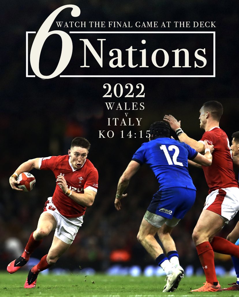 Wales’ Six Nations campaign comes to an end this weekend as they take on Italy in the Principality stadium. 

You can watch the game live at The Deck Penarth. 

Call to make a booking : 02920099737
#walvita #SixNations #Cardiff