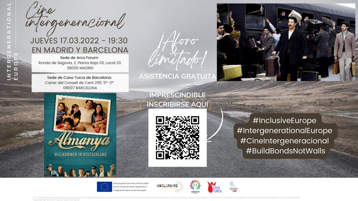 ArcoForum's tweet photo. ¡Próxima sesión de cine! En Madrid y Barcelona.🎞️ ALMANYA: Bienvenido a Alemania🎞️ Una historia muy especial que muestra una época que ha influenciado a varias generaciones turcas. En colaboración con @casaturca y @CasaTurcaBCN, ¡que ofrecerán riquísimos piscolabis turcos!😋🇹🇷 https://t.co/fbs33axorI