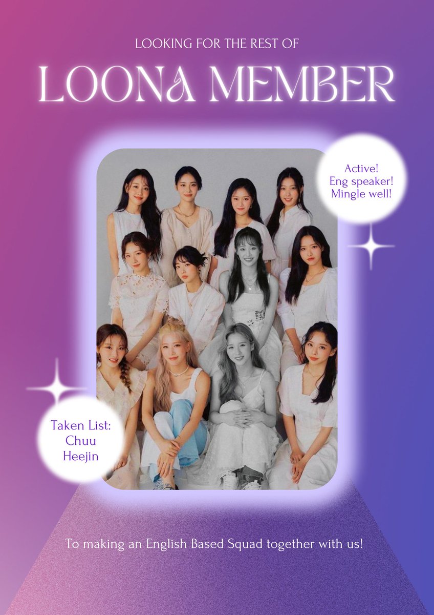 ryusaragn's tweet photo. Good Day, lovely people! Me and Chuu unnie planning to build a LOONA English based squad. So, we need your help to spreading the news, and if you are one of LOONA member and interest to join with us please do reply this tweet. 🥺 https://t.co/3AjKn3PiT5
