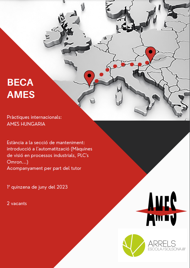 Beca AMES (ames-sintering.com/ca/) d'estada de pràctiques a Hongria per l'alumnat del cicle formatiu de Manteniment electromecànic i processos industrials.

Informació de la beca, aquí: escolaarrels.cat/beca-internaci…

#formacioProfessional #AMESSolsona #solsona #cardona