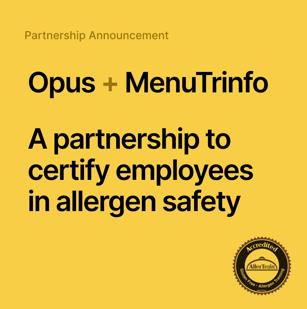 We’re pleased to announce our partnership with <a href="/MenuTrinfo/">MenuTrinfo®</a> to offer ANSI-accredited allergen training courses, through Opus. We are their exclusive micro-training provider.

What does this mean for restaurant operators? ⬇️

bit.ly/3JiyW9y
#AllerTrain #Opus #FoodSafety