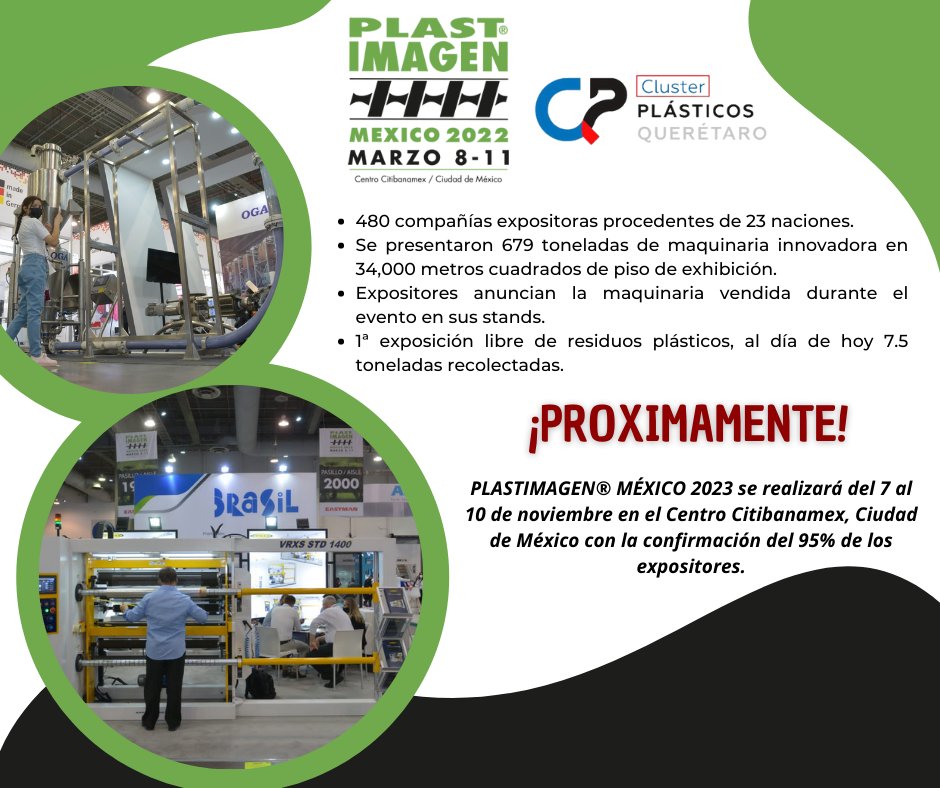 C_plasticosQro's tweet photo. 🔊CIERRE DE PLASTIMAGEN 2022
José Navarro Meneses, Director General de Tarsus México, explicó que “México es un país clave para la realización de negocios en la industria del plástico Latinoamérica”...
✔Saber más:
https://t.co/MVdmzSrPdI
#PLASTIMAGEN #CLUSTERPLASTICOS https://t.co/bkBa6vUuTM