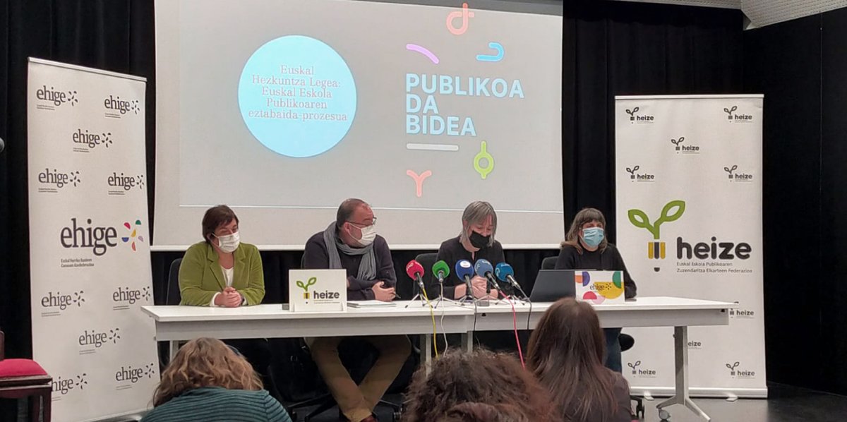 EHIGE1's tweet photo. 🔵 Euskal Eskola Publikoaren eztabaida-prozesua aurkeztu dugu etorkizuneko Euskal Hezkuntza Legeari buruz. Hiru zutabe izango ditu EEPren eztabaida-prozesuak:
▪️ Oinarrien dokumentua.
▪️ Hitzaldi-eztabaiak.
▪️ EEPren proposamena Euskal Hezkuntza Legerako.
https://t.co/RnIwYx9n7l https://t.co/AOn746MEtZ