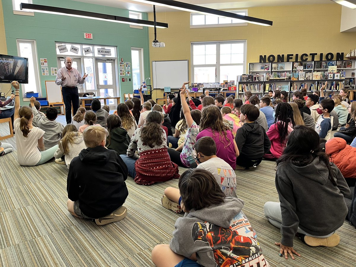 MrsLeitzsey's tweet photo. Thanks, @JEThompson49, for coming to visit and sharing about your journey to becoming an accomplished writer! What great lessons for our aspiring authors. They were fascinated! @MESLex1LC @Midway_Mustangs https://t.co/l5ogbmousW