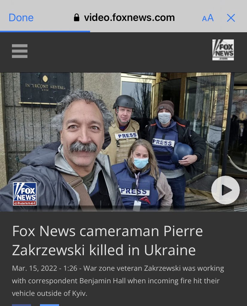 Two journalists from that crew were killed, <a href="/FoxNews/">Fox News</a>. The Ukrainian fixer not worth the headline?