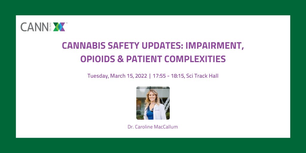 Plenary Session 2 - don't miss it!🤩 

📆 Starting shortly at 17:55!
Hear Dr. Caroline MacCallum speaking on "#Cannabis safety updates: Impairment, opioids &amp; patient complexities"!
<a href="/camaccallum/">Dr. Caroline MacCallum</a> #cannabisevents #cannabisnews #cannabisbusiness #cannabisresearch