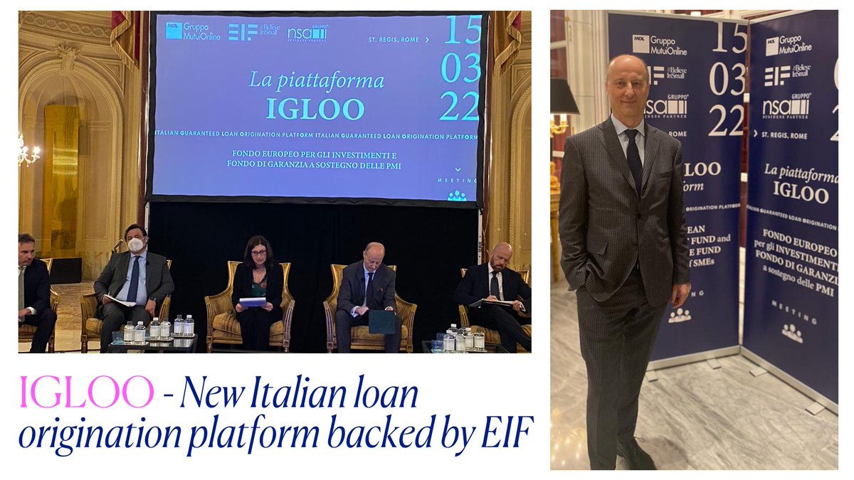 EIF_EU's tweet photo. 🇮🇹 IGLOO, a new platform for #SME finance provides €170 million in loans to 800+ small businesses for #growth, esp. #climate transition &amp; environmental #sustainability. Launched in #Italy ⏬ w/ @EIF_EU's chief investment officer @AlessandroTappi 📝  https://t.co/0q7dm8pK2k #PMI https://t.co/dqEMie3Dfg