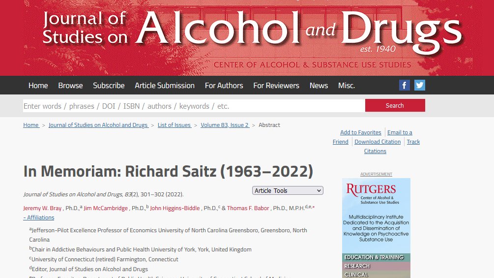 JSADJournal's tweet photo. In Memoriam: Richard Saitz (1963–2022)
https://t.co/txvG7OA9hI https://t.co/Ao4Ozpv3zf
