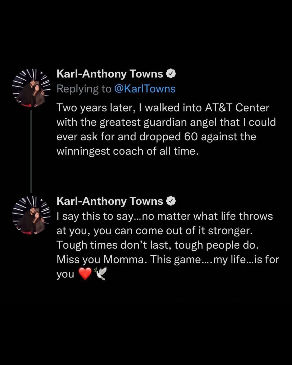 BleacherReport's tweet photo. KAT reflects on his 60-point game 🙏 https://t.co/Y1VONsV66L