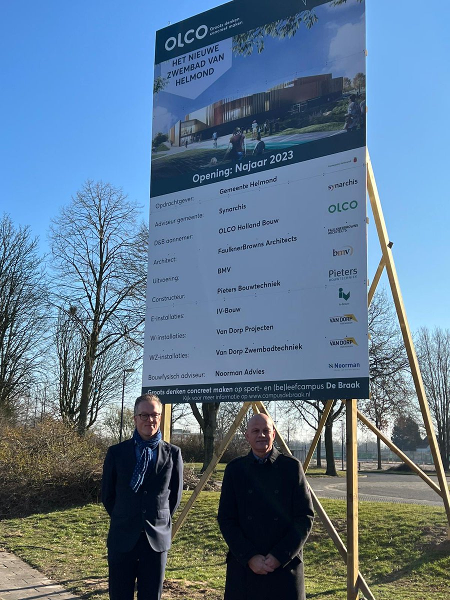 OLCO_mv's tweet photo. 𝗕𝗼𝘂𝘄 𝘇𝘄𝗲𝗺𝗯𝗮𝗱 𝗛𝗲𝗹𝗺𝗼𝗻𝗱 𝘃𝗮𝗻 𝘀𝘁𝗮𝗿𝘁!
Met de onthulling van het bouwbord komt het nieuwe zwembad op #CampusdeBraak weer een stap dichterbij! @gemeenteHelmond 
Meer op onze website! https://t.co/WdEc412U4I https://t.co/Tu7BWhJSpx