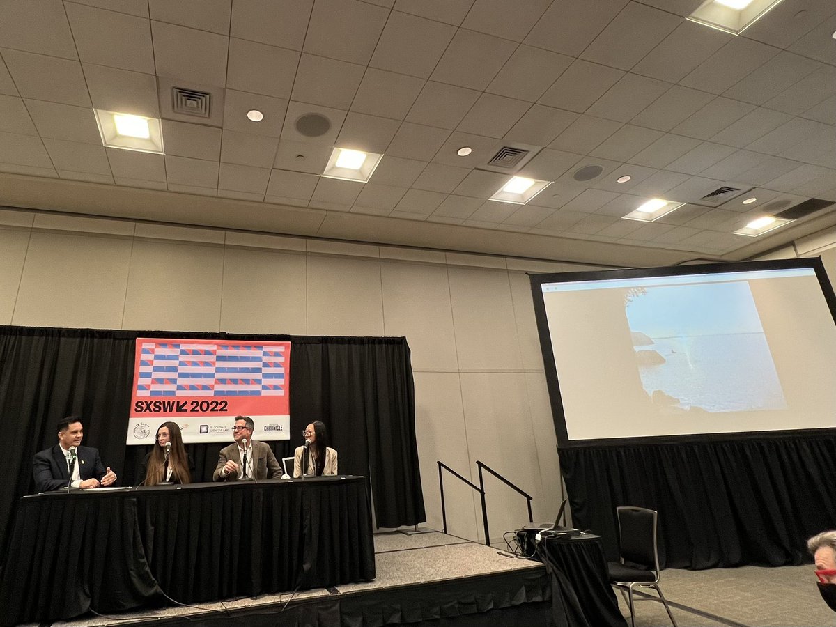 gregswan's tweet photo. We all created our current immersive reality (we’re living in right now). It was created by our ancestors w/ contributions large and small. Corporate metaverse projects approach it as a design challenge w/ few decision makers. We should all have a voice in it -@CatherineEng #SXSW https://t.co/9dmPNKeGBX