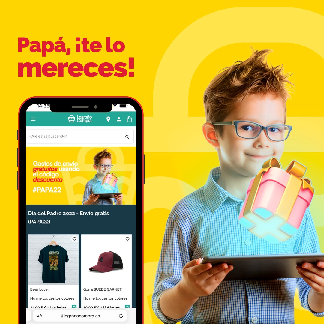 LogronoCompra's tweet photo. Porque te lo mereces 𝗣𝗮𝗽𝗮́ 🧔

➡️  Hasta el sábado 19 aprovéchate de la promoción de GASTOS DE ENVÍO GRATUITOS usando el código PAPA22. 

📲  https://t.co/Iy4d3W4eoC

¡No lo dejes para el último día! https://t.co/TQ7vinCk54