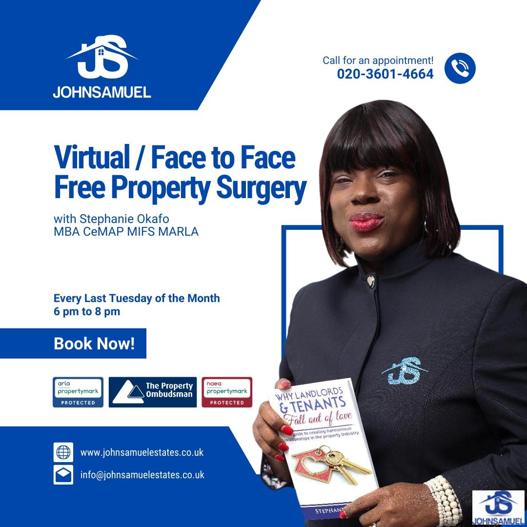EstatesSamuel's tweet photo. Please get in contact if you would like to join the FREE Property Surgery Zoom Meeting every last Tuesday of the month Between 6pm - 8pm with Stephanie, owner of John Samuel Estates.

https://t.co/QJcuhXLosM 

#houseforsale #houseforrent #estateagentsuk #propertytips #auction... https://t.co/mHnVtafYbY