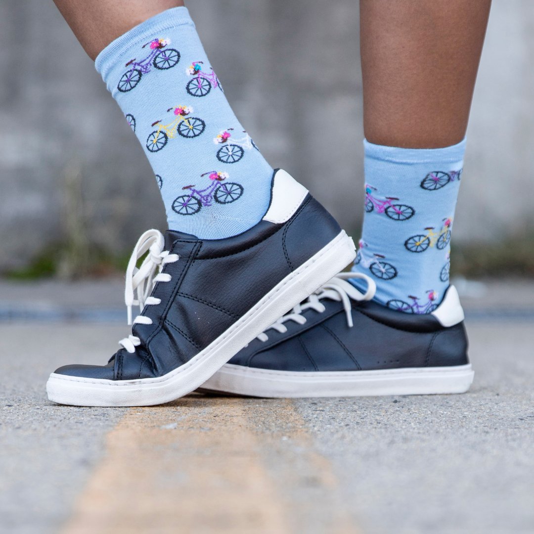 Memoi's tweet photo. Just like the Queen song, our Bicycles Bamboo Crew Socks will make you want to hop on our favorite two wheeler and head to the park 🚴🏼‍♀️ Now available on https://t.co/brfdABhNLF https://t.co/GoXGF6DU5O