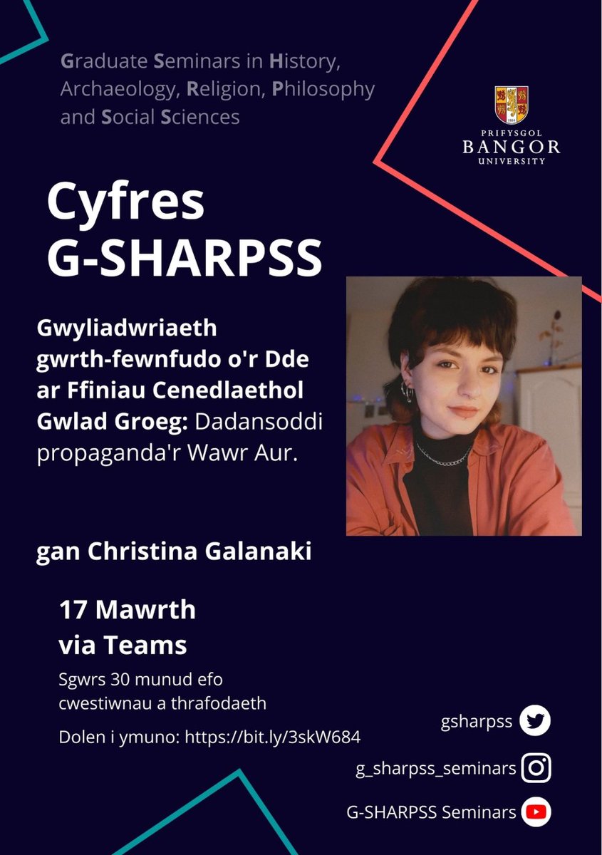 gsharpss's tweet photo. Thursday 17th Mar, at 6pm 🐱🐈

Join us as we hear Christina Galanaki give a seminar!

Open &amp; free to all!
Seminar Teams link: https://t.co/JlUBrzShcD 

#IMMIGRATION #BORDERS #Greece #politics 
@SHiLSSBU @BangorUni_PGR @ArthurBangor @PhilosophyBU @BangorSocSci @BangorHistory https://t.co/kTLNAbslov