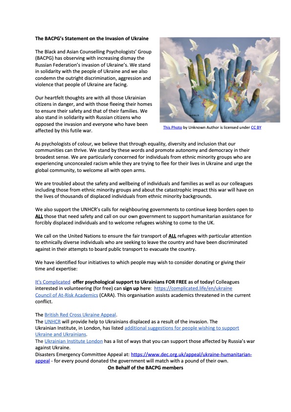 The BACPG's Statement on the Invasion of Ukraine