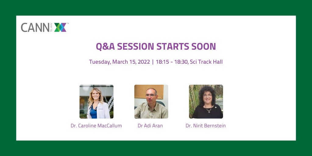 We are near the end of the last day of #CannX!🤩

We hope you all had a great experience!🖐️ Join us now for a Q&amp;A session with Dr. Nirit Bernstein, Dr. Adi Aran, and Dr. Caroline MacCallum!
<a href="/camaccallum/">Dr. Caroline MacCallum</a> #cannabisevents #thc #cbd #cannabisnews #cannabisbusiness