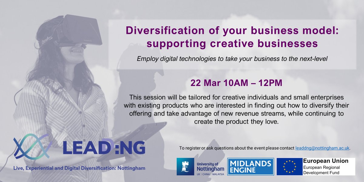 Free event for small creative businesses and makers of artisan/artistic products in #nottingham #derbyshire. Register at: eventbrite.co.uk/e/diversificat…