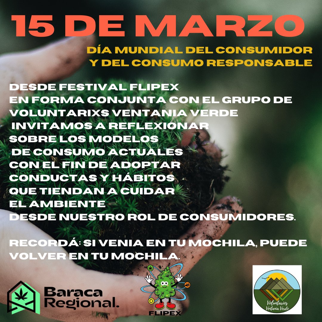 Flipex_ok's tweet photo. 15 de Marzo - Día Mundial del Consumidor y del Consumo Responsable.

📣 @flipex_ok @ventaniaverde

🌎🚀♻️🚮 https://t.co/tSgXzcmU6B