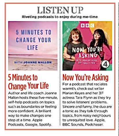 joannemallon's tweet photo. Thanks so much to @WomanMagazine for recommending my podcast. And what amazing company to be in https://t.co/wuSsEptL1p