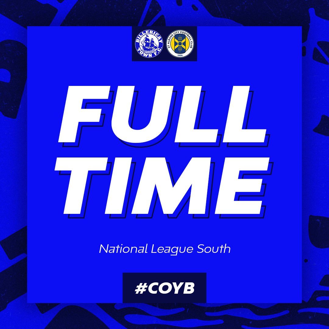 BTFC's tweet image. FULL TIME
Billericay Town 2-1 St Albans City 

Wow.

This team. These boys. Billericay Town NEVER give up.

Thank you to everyone who came down to New Lodge this evening 👏
