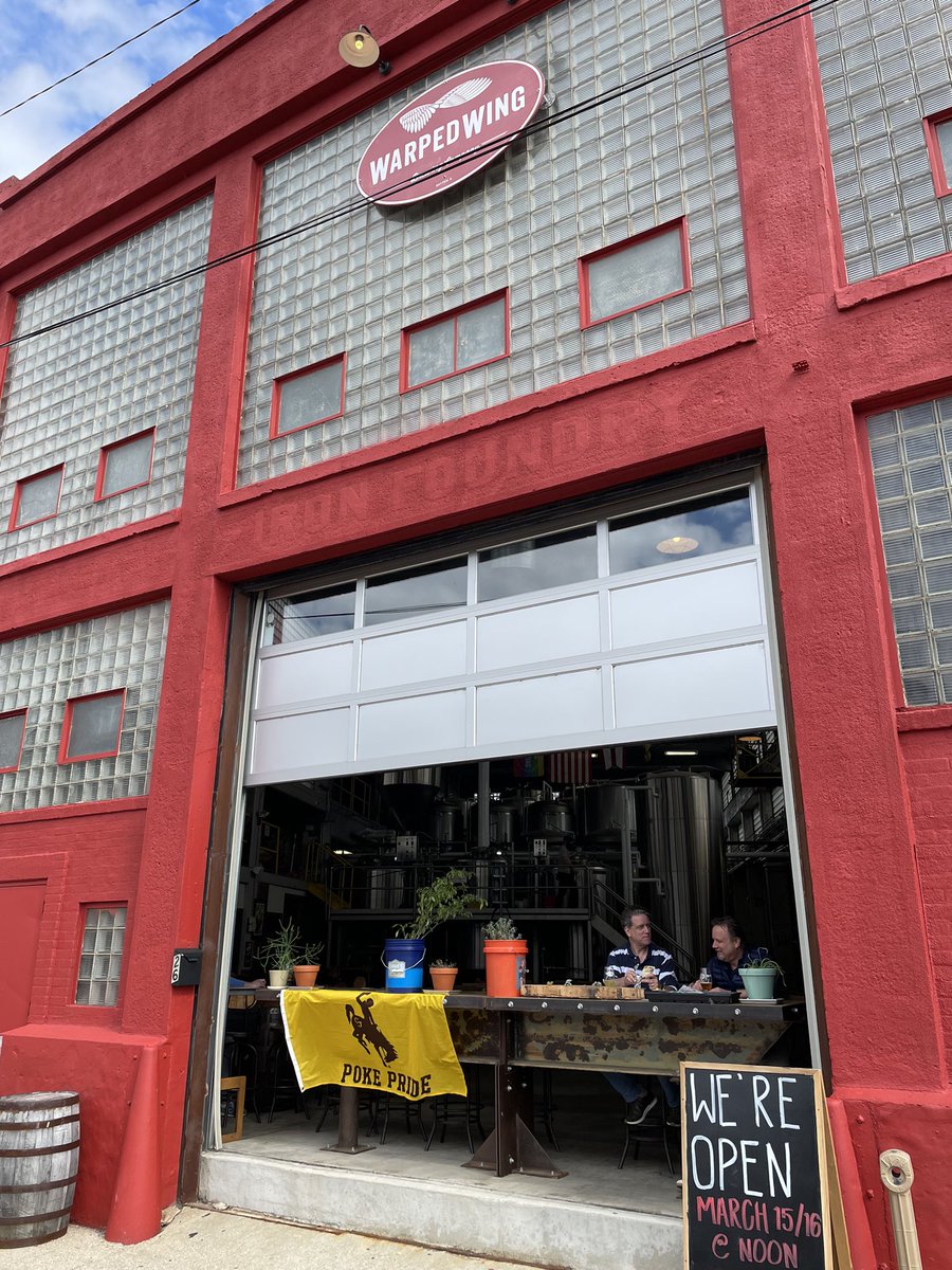 CowboyJoeClub's tweet photo. In heaven there is no beer… 🍺 thank you Warped Wing for hosting our pregame! #gowyo https://t.co/x20MHsGXpa
