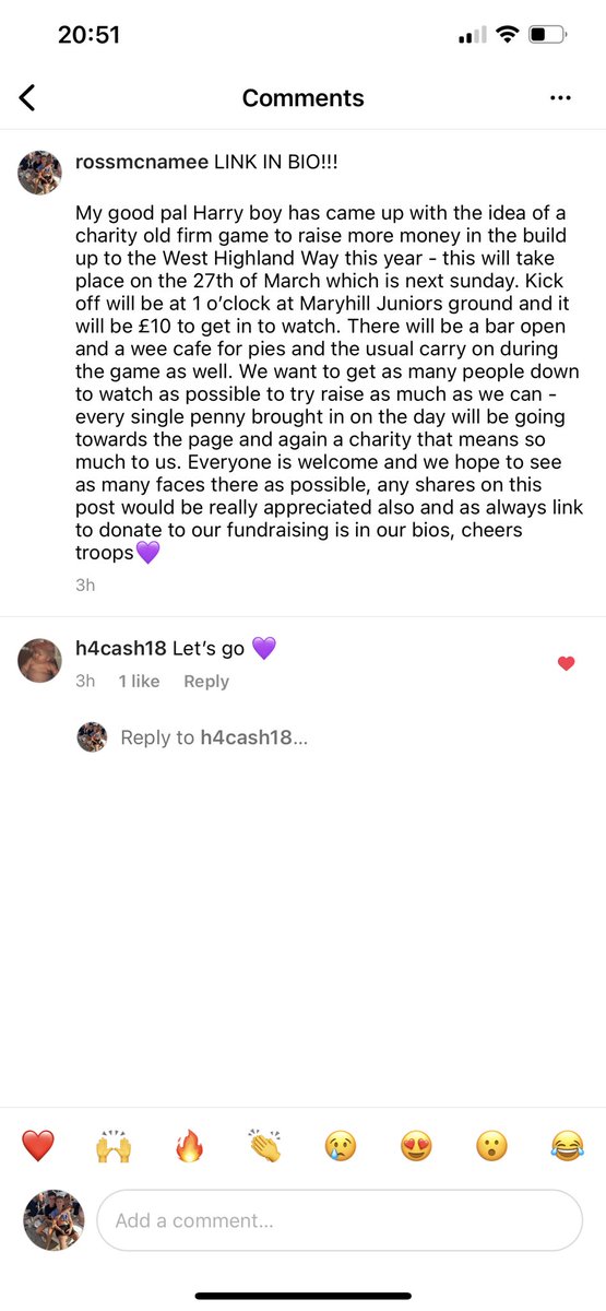 rossmcnamee's tweet photo. PLEASE HAVE A READ 

All details on the game below, hope to see everyone there. Retweets really appreciated - thanks as always troops💜 https://t.co/9j2qkyqQl4