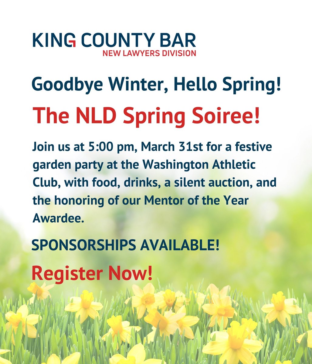 Register now at kcba.org/Calendar/Speci… #lawyer #spring #event #seattle