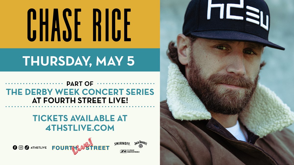 975WAMZ's tweet photo. 4th Street Derby City Concert Series Presents Chase Rice at 4th Street on Thursday, May 5th! 97.5 WAMZ is giving you your first chance to win tickets to the show. Head on over to https://t.co/hhEsVWhfd2 and register for your chance to win! 🎉 #DerbySeries #ChaseRice https://t.co/LLXbzEl3Ql