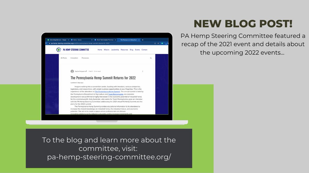 "Have you visited the PA Hemp Steering Committee's website yet? This industry-driven effort has resources for many segments of the industry. Organizers recently sat down with the committee to recap 2021 and talk about whats in store for 2022. Check it out!  #hemp