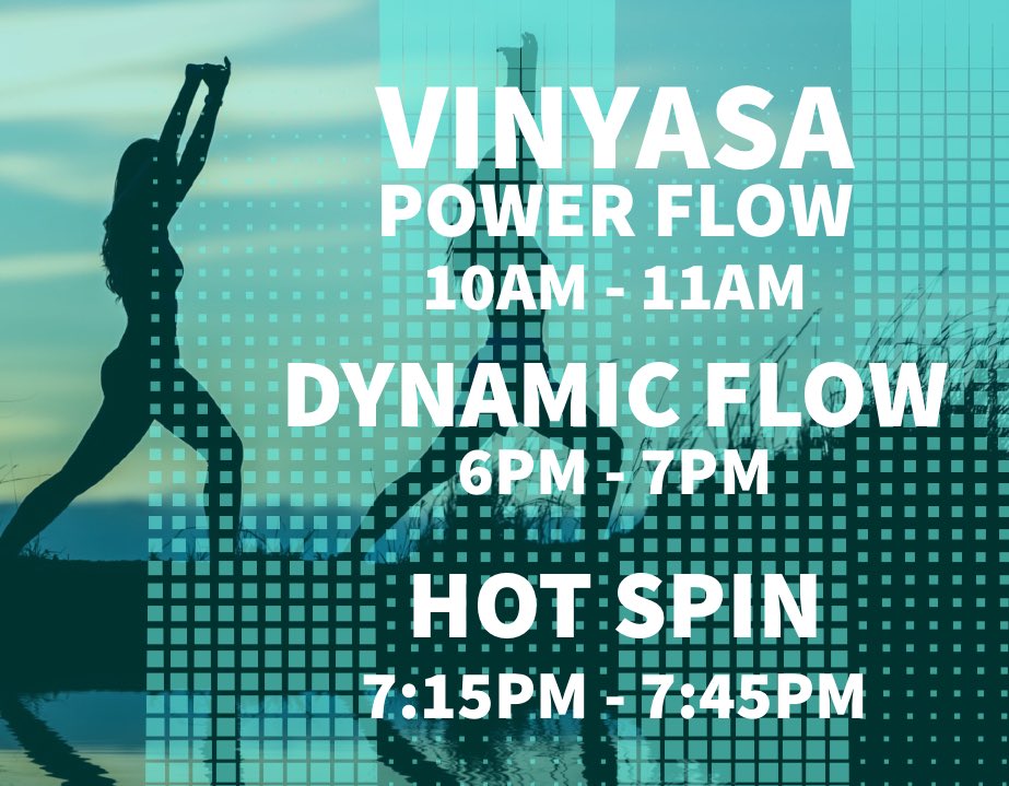 Tomorrows wonderful classes 🙏✨

#yoga #hotyoga #vinyasa #vinyasayoga #vinyasaflow #powerflow #yogaflow #dynamicflow #spin #hotspin #spinning #fitness #strength #lifestyle #energy #motivation