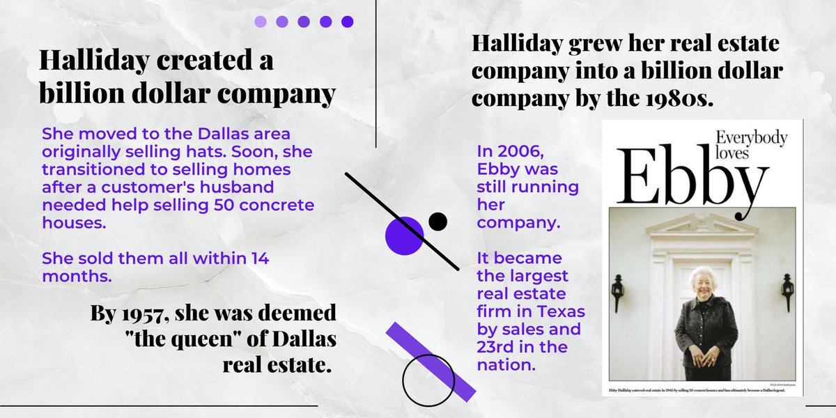 TimiosInc's tweet photo. Ebby Halliday, otherwise known as “the first lady of real estate,” “the queen” and so on built her real estate company from the ground up. SWIPE to read about her success as a Dallas agent that led to nationwide acknowledgement.

#WomensHistoryMonth #IDEX #womeninrealestate https://t.co/VLNHuXnglW