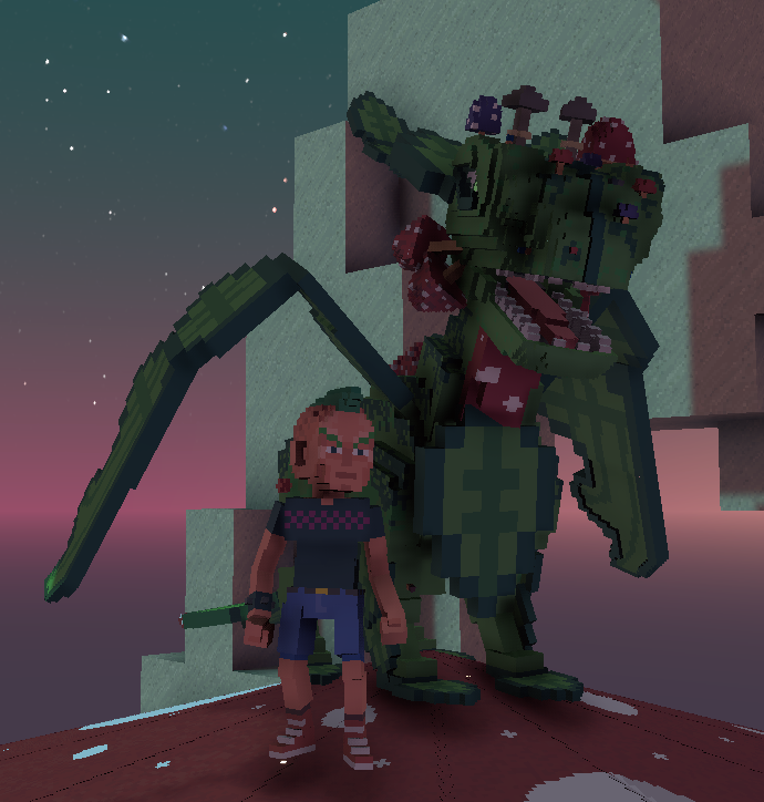 Eleonorxis's tweet photo. @TheSandboxGame I just participated in the daily #SandboxAlphaS2Contest for a chance to earn up to 1,000 $SAND! Starting March 15 - Selfie with the mushroom dragon. Check out my screenshot below! 👇 #SandboxAlphaS2 https://t.co/agodVNqohe