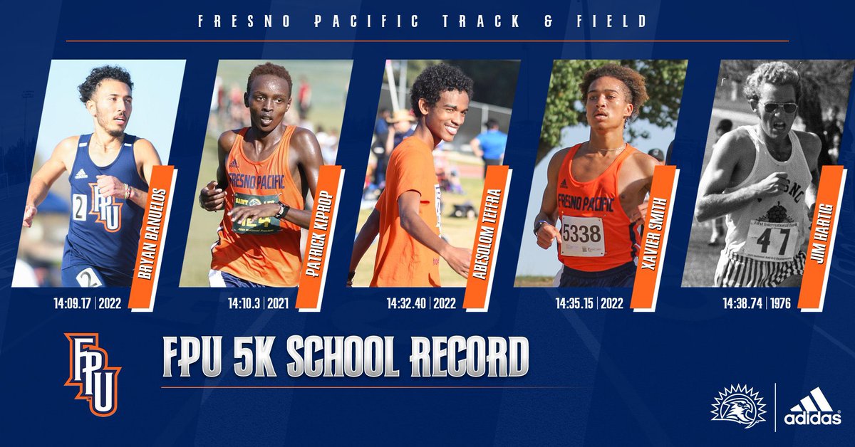 FPUtrack's tweet photo. 📈 | The distance squad has been zoomin! Here’s a look at the five best 5k times in school history.  

#TeamFPU | #BackTheBirds https://t.co/THieZTc5Ob