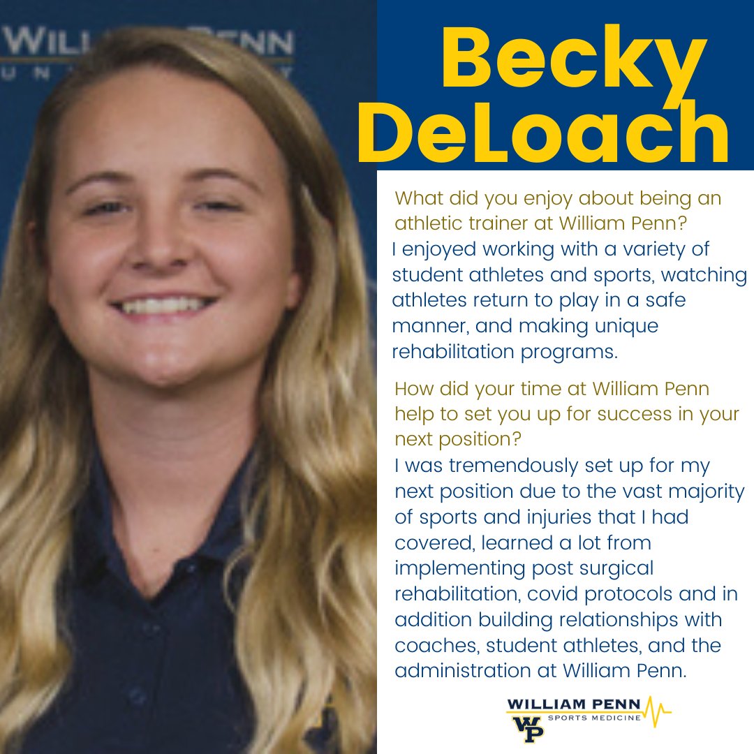 WPU_SportsMed's tweet photo. Becky was instrumental in the rapid growth of WPU Sports Med, while expanding her capabilities and skillset. We were sad to see her go but confident that she would make a positive impact wherever she ended up! #NATM #ProvidingHealthcareEverywhere @BeckyDeLoachATC https://t.co/IJs4l2Maqh