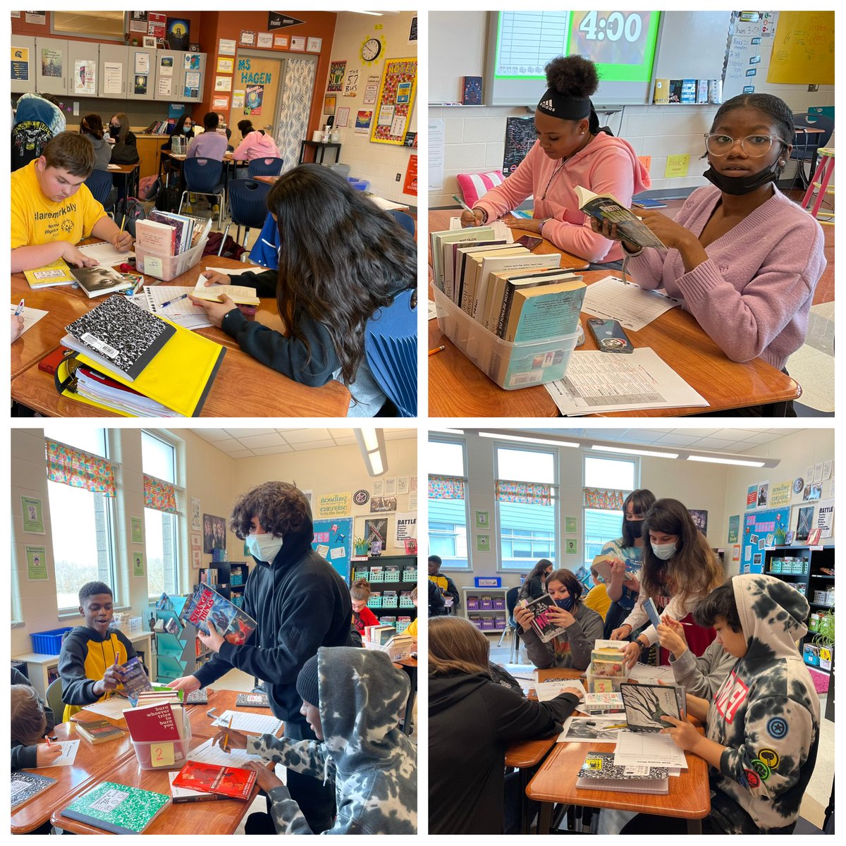 lynnahagen's tweet photo. Shared lots of independent reading data w/ #AVID10 today. Skeptical looks. “A book I like?” Then we sampled… average books listed that they WANT to read? 5! #booklove #choicewins #Spartans_Read 💙💙 https://t.co/wGkuA0CaUl