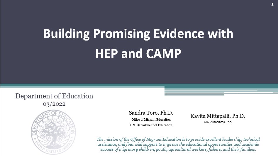 KavitaMNA's tweet photo. Enjoyed co-presenting w/Sandra Toro on Research Designs in Evaluation for the Office of Migrant Education— HEP and CAMP programs. I know, I said— it depends and context really matters a lot. 
Cc @usdoegov 
#migranteducation #researchdesigns #evaluation https://t.co/mCVG7G0fqr