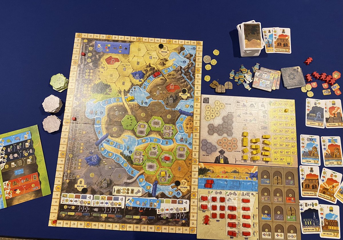 MeepleCastle's tweet photo. Working my way through my shelf of shame (which has gotten very bad without a gaming group). Totally dug Boonlake solo last week. Will work on getting back to Middara (solo) this weekend.

Boonlake will likely fall into a top Pfister as Maracaibo > GWT > Boonlake > Mombasa > CA https://t.co/4U2hO1MbYI