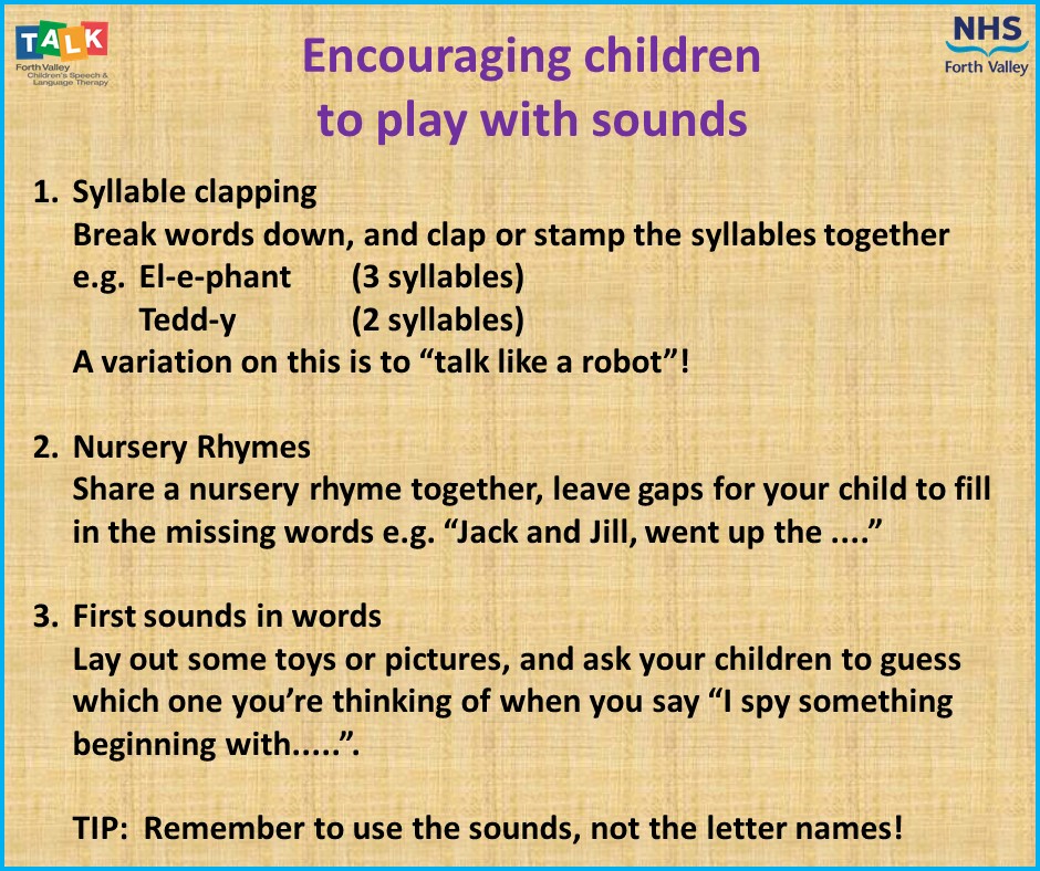 Did you know that at 4-5 years children start to develop phonological awareness - the understanding that words are made of sounds.  This is important for development of speech sounds &amp; then reading and spelling.  Check out our ideas for ways to practice. #sltfv #ChattyTuesday