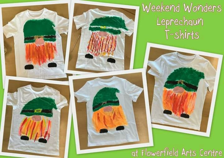 DoodlesArtCo's tweet photo. More St. Patrick's fun at Weekend Wonders at @FlowerfieldArts Leprechauns everywhere! Tshirts, bobble-hatted leprechauns and leprechaun paintings. Brilliant fun! 🎨🖌✂ ☘🌈
 #WeekendWonders #CreativityIsMessy #KidsWorkshops  #saturdayworkshops
@playresource @roevalleyarts https://t.co/iWFS38cum9