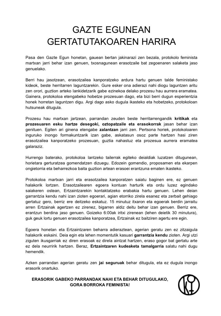 Gazte egunan gertatuakoaren harira⚠️